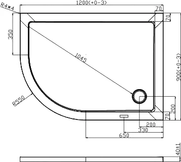 душевой поддон из стеклопластика cezares tray m rh 120x90x4 r белый