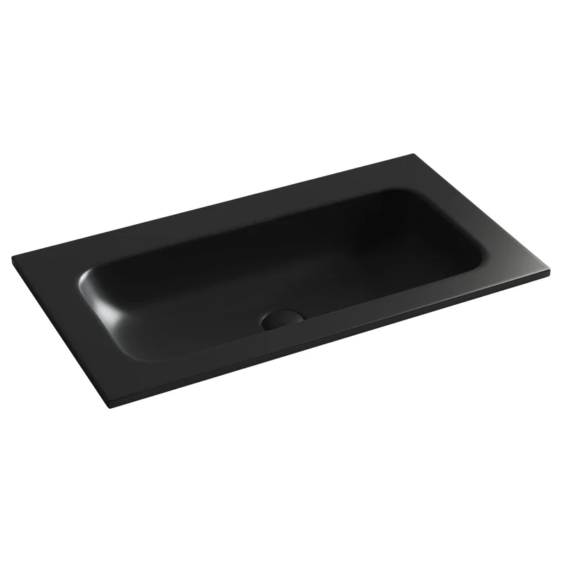 Накладная раковина Ceramicanova Grace прямоугольная без отверстия под смеситель черная матовая 81 см CN7012MBwx