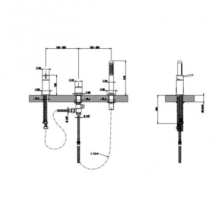 смеситель на борт ванны gessi goccia 33638#299