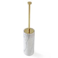 Ершик для унитаза 3SC Apuana 2.0 AP17AGO напольный Ø11xh65 см, мрамор White Statuario/золото матовое