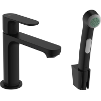 Смеситель Hansgrohe Rebris S 72215670 для раковины, без донного клапана, с гигиеническим душем, черный
