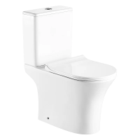 Унитаз компакт Azario Fretta Round AZ-1038A напольный, безободковый, с бачком и сиденьем микролифт, 65х34х77 см, белый