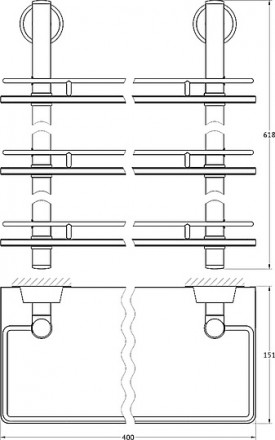 Полка для ванной FBS Vizovice VIZ 068 3-ярусная 40 см