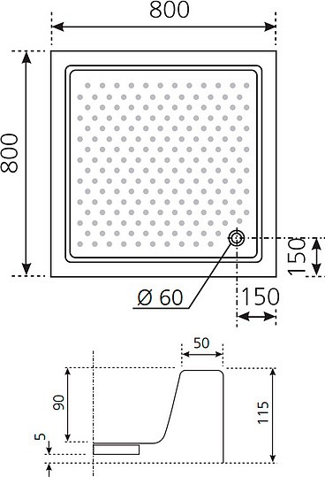 душевой поддон novellini olympic 80x80 см