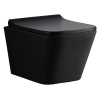 Унитаз Azario Teramo AZ-052-MB подвесной, безободковый, с сиденьем микролифт, 49x34x35 см, черный матовый