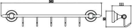 Планка с крючками Savol 68A S-06875A