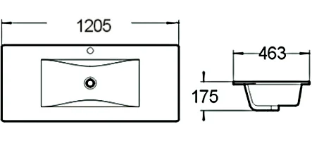 раковина santiline sl-2102 (120) 120,5х46,3 см, встраиваемая сверху, цвет белая