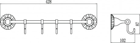 Планка с крючками Savol 89C S-08974C
