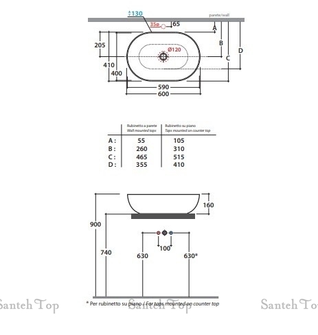 раковина накладная globo t-edge b6o60sk 60х41 см, smoke матовый