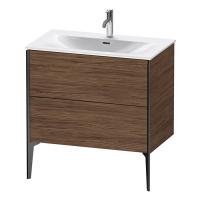 Duravit XViu Тумба подвесная 591x810x480мм, для раковины #234483, 2 ящика, цвет: walnut dark/черный матовый