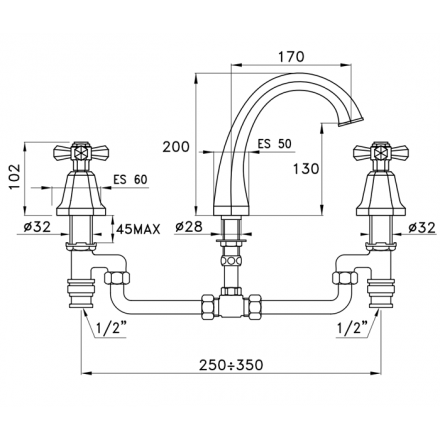 смеситель на борт ванны stella eccelsa ec 02306 cr00