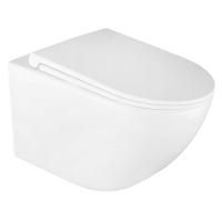 Унитаз Azario BONELLE AZ-2801E подвесной, безободковый, с сиденьем микролифт, слив "Торнадо", 49x34.5x35 см, белый