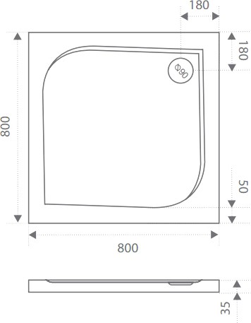 душевой поддон из искусственного камня good door квадро 80x80 белый лп00007