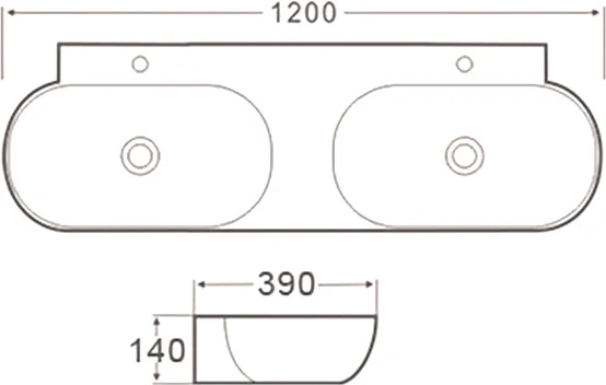 раковина santiline sl-2113 накладная/подвесная, 120x39 см, двойная, цвет белый