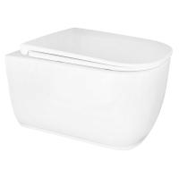 Унитаз Azario RIANO AZ-2808E подвесной, безободковый, с сиденьем микролифт, слив "Торнадо", 49x34.5x35 см, белый