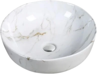 Раковина SantiLine SL-7021 Ø41.5 см, накладная, белая под мрамор