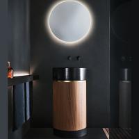 Milldue NOORTH milldue edition ROMA Раковина напольная Ø450x880 мм., слив в пол, основ Rovere Nero, корпус Noce Canaletto, вставка Oro, раковина Nero opaco