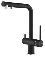 Смеситель для кухни с подключением к фильтру Paulmark Serpentine Se213222-418, цвет черный металлик