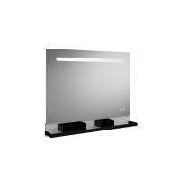 Зеркало 100x70 см Burgbad FIUMO SFXP100FOT2 подсветка LED, сенс выкл, обогрев, корпус Alu-Optik, 2 ящика, рейлинг черные, панель белая FOT2