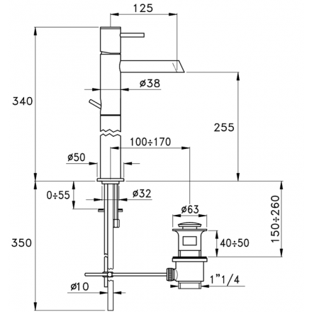 смеситель для раковины stella lucilla ll 00108 cr00 высокий