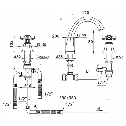 смеситель на борт ванны stella eccelsa ec 02310 cr00