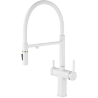 Смеситель для кухни Rose R358C с подключением к фильтру, гибким изливом, белый