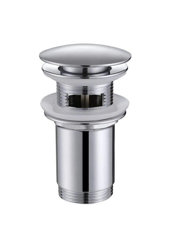 Донный клапан Abber AF0010 для раковины, с переливом, клик клак, хром