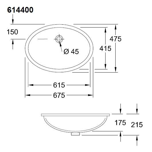 раковина встраиваемая 46 см villeroy & boch evana 614400r1