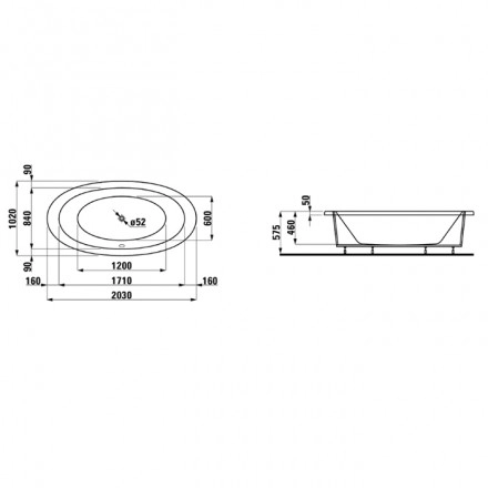 акриловая ванна laufen alessi one 2.4397.0.000.000.1 203x102 см