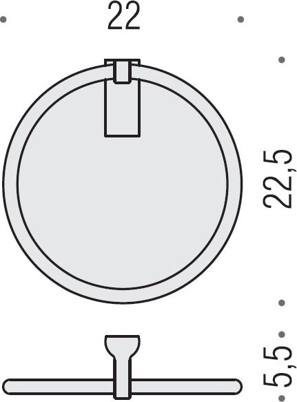 Полотенцедержатель 22 см Colombo Design Luna B0111 кольцо, хром