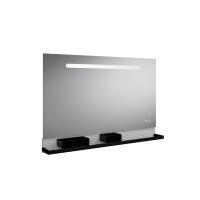 Зеркало 120x70 см Burgbad FIUMO SFXP120FOT2 подсветка LED, сенс выкл, обогрев, корпус Alu-Optik, 2 ящика ,рейлинг черные,панель FOT2 белая