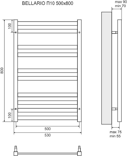 полотенцесушитель водяной lemark bellario п10 50x80