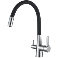 Смеситель Haiba HB76858-7 для кухни, с подключением фильтра питьевой воды, хром | черный