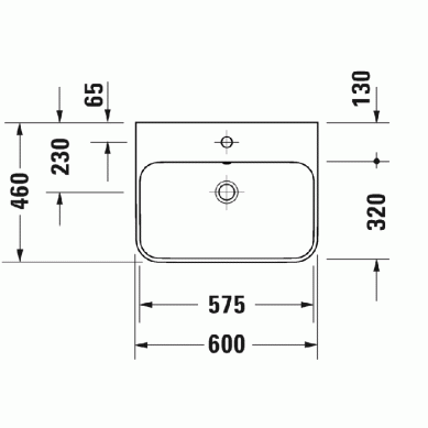 раковина полувстраиваемая duravit happy d.2 plus 2360500060