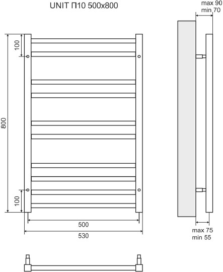 полотенцесушитель электрический lemark unit п10 50x80