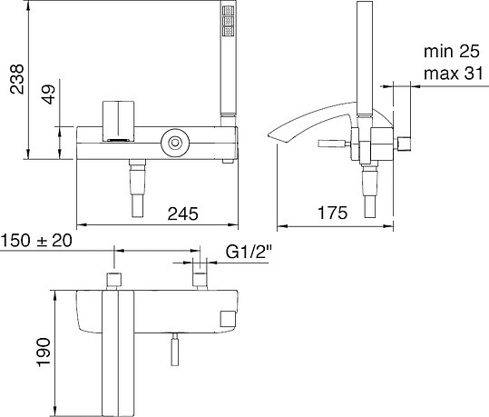 смеситель для ванны с душем treemme arche 0200.cc