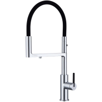 Смеситель для кухни Paulmark TORNADO To213402-CR, с гибким изливом, с подключением к фильтру воды, цвет хром/ черный