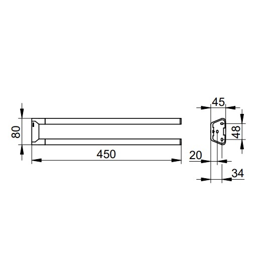 Полотенцедержатель Keuco REVA 12818 370000, двойной, неповоротный, 450 мм, черный матовый