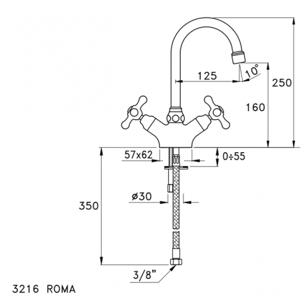 смеситель для раковины stella roma rm 00003 cr00