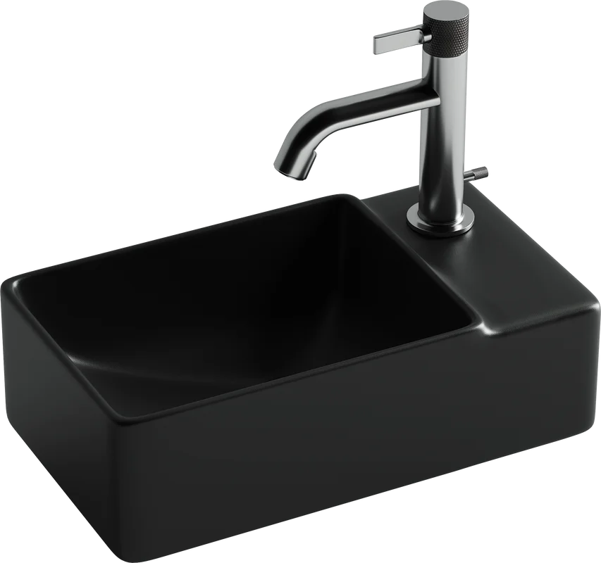 Раковина Ceramicanova Element CN5045MB подвесная, чаша слева, 39.5x22 см, черная матовая
