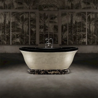 Ванна Devon&Devon Aurora 1NAAURORA30°NERAPLPO отдельностоящая, 171x87 cм, white teс, с платиновой отделкой + смеситель Morris30 с ножками, Portoro/черный глянцевая