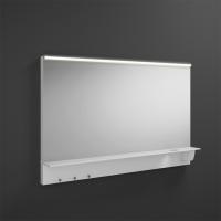 Зеркало 120х76.9 см Burgbad Eqio SEZQ120F2009 с полкой , с LED подсветка, выкл сбоку справа, 3 крючка, держ для фена справа.