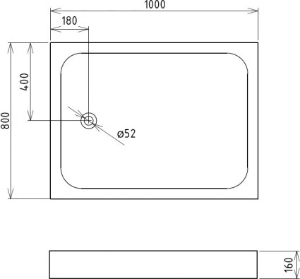 акриловый поддон для душа gemy st15t 100x80 см, цвет белый