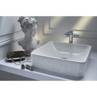 Раковина Jacob Delafon Vox EVG102-PT5 накладная, карта Парижа, 40x40 см, белая