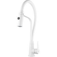 Смеситель для кухни Shevanik S943C-1 с гибким изливом, белый