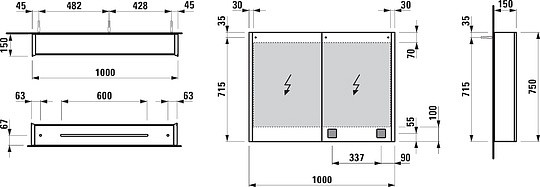 зеркальный шкаф laufen frame 25 4.0860.3.900.144.1 100х75