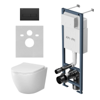 Комплект AM.PM Унитаз подвесной Like C801900SC безободковый + Инсталляция ErgoFit I012711.0338 с кнопкой смыва