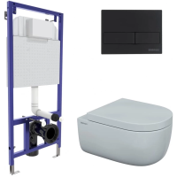 Комплект унитаза с инсталляцией Berges Ego XL 043234 с сиденьем микролифт и Черной клавишей смыва