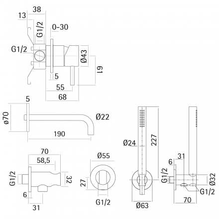 смеситель для ванны с душем huber lynox lx001100d1