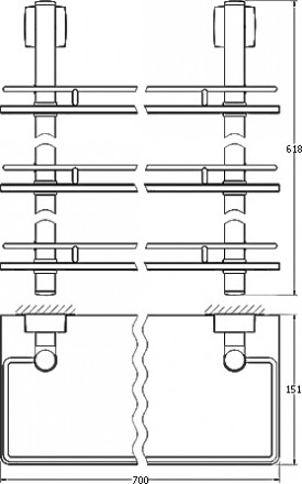 Полка стекляннаяFBS Esperado ESP 071 3-ярусная 70 см